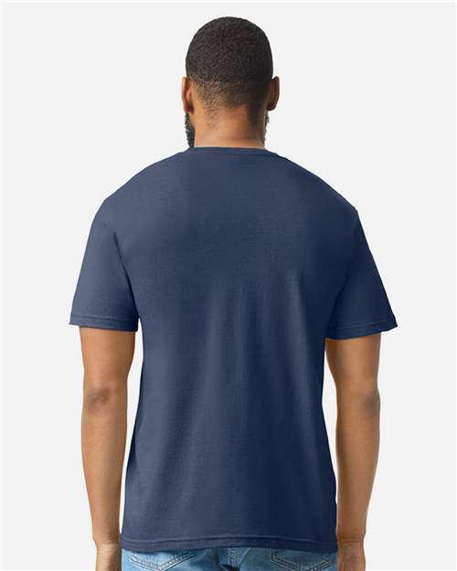 Gildan 64000CVC Unisex Softstyle CVC T-Shirt - Navy Mist - model back