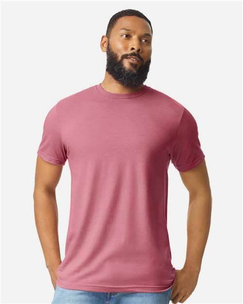 Gildan 64000CVC Unisex Softstyle CVC T-Shirt - Plumrose - model front
