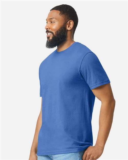 Gildan 64000CVC Unisex Softstyle CVC T-Shirt - Royal Mist - model side