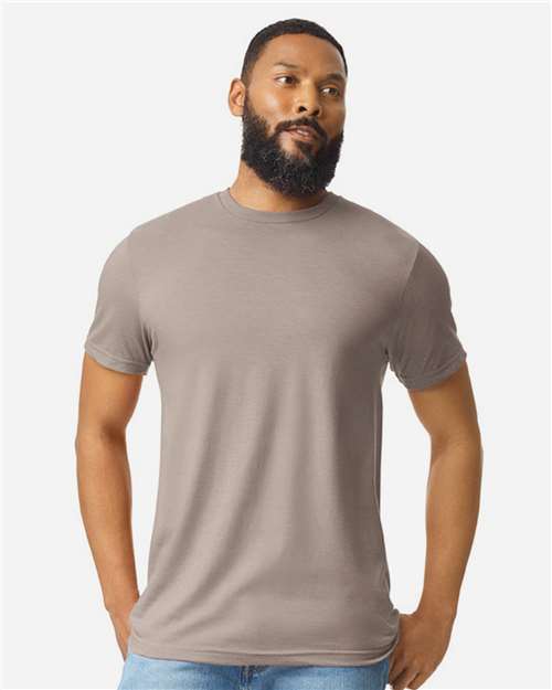 Gildan 64000CVC Unisex Softstyle CVC T-Shirt - Slate - model front