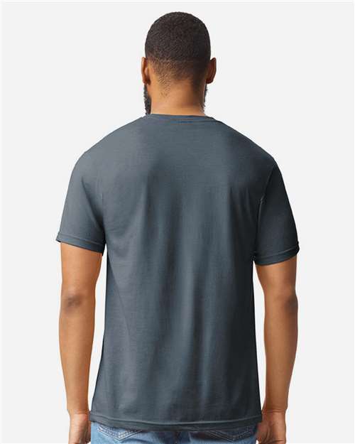 Gildan 64000CVC Unisex Softstyle CVC T-Shirt - Steel Blue - model back