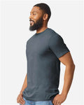 Gildan 64000CVC Unisex Softstyle CVC T-Shirt - Steel Blue - model side