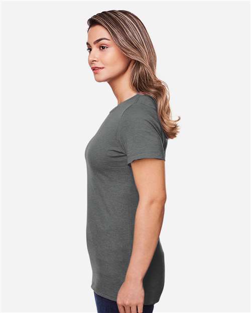 Gildan 64001LCVC Women's Softstyle CVC T-Shirt - Gunmetal - model side