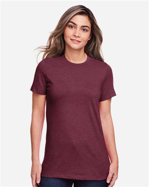 Gildan 64001LCVC Women's Softstyle CVC T-Shirt - Maroon Mist - model front