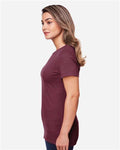 Gildan 64001LCVC Women's Softstyle CVC T-Shirt - Maroon Mist - model side