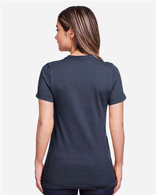 Gildan 64001LCVC Women's Softstyle CVC T-Shirt - Navy Mist - model back