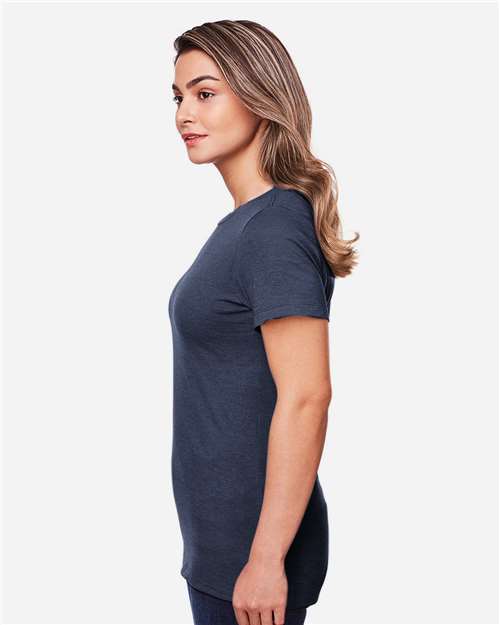 Gildan 64001LCVC Women's Softstyle CVC T-Shirt - Navy Mist - model side