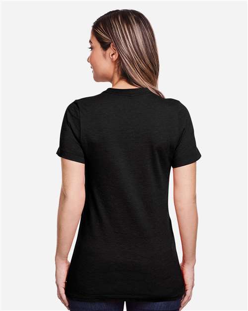 Gildan 64001LCVC Women's Softstyle CVC T-Shirt - Pitch Black - model back
