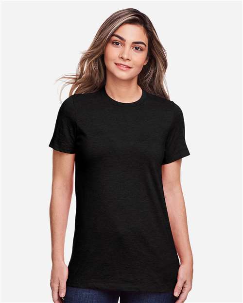 Gildan 64001LCVC Women's Softstyle CVC T-Shirt - Pitch Black - model front