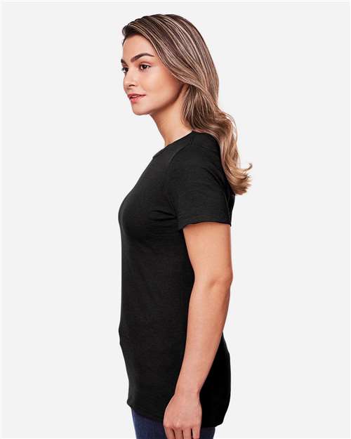 Gildan 64001LCVC Women's Softstyle CVC T-Shirt - Pitch Black - model side