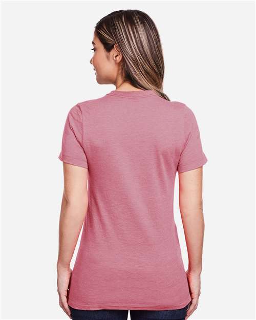 Gildan 64001LCVC Women's Softstyle CVC T-Shirt - Plumrose - model back