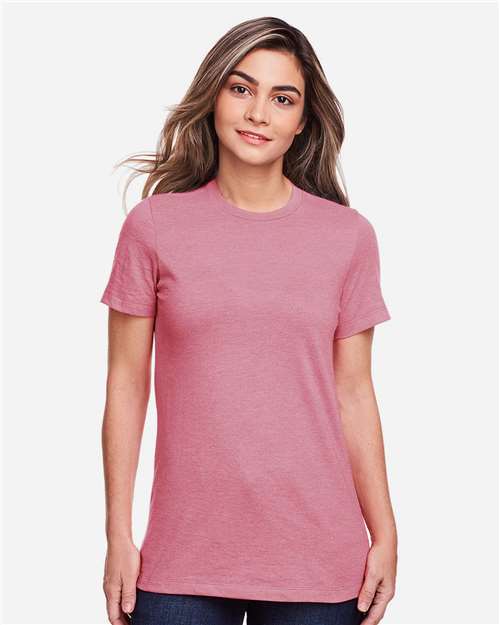 Gildan 64001LCVC Women's Softstyle CVC T-Shirt - Plumrose - model front