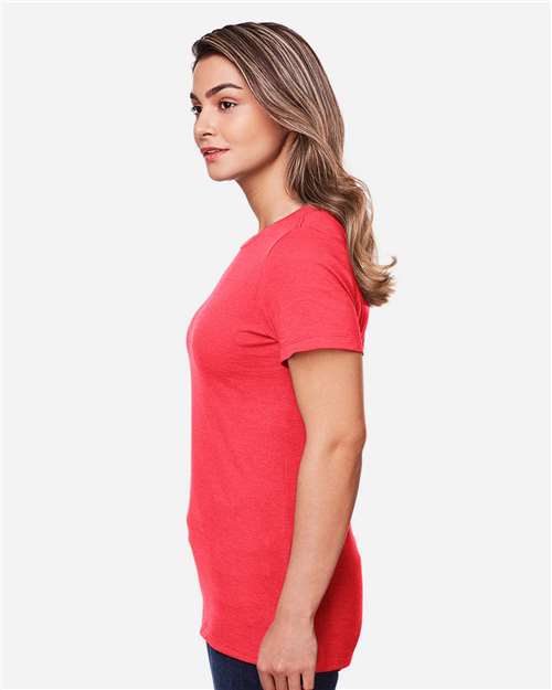 Gildan 64001LCVC Women's Softstyle CVC T-Shirt - Red Mist - model side