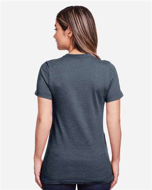 Gildan 64001LCVC Women's Softstyle CVC T-Shirt - Steel Blue - model back
