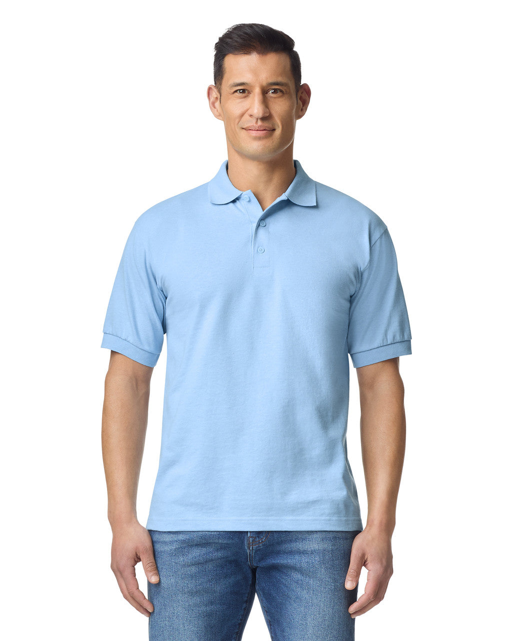 Gildan G880 DryBlend Jersey Knit Sport Shirt - Light Blue - model front