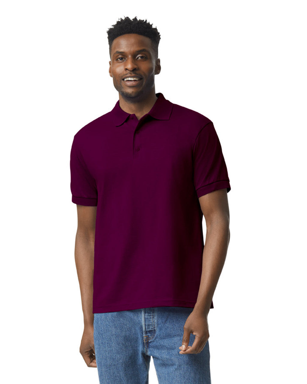 Gildan G880 DryBlend Jersey Knit Sport Shirt - Maroon - model front