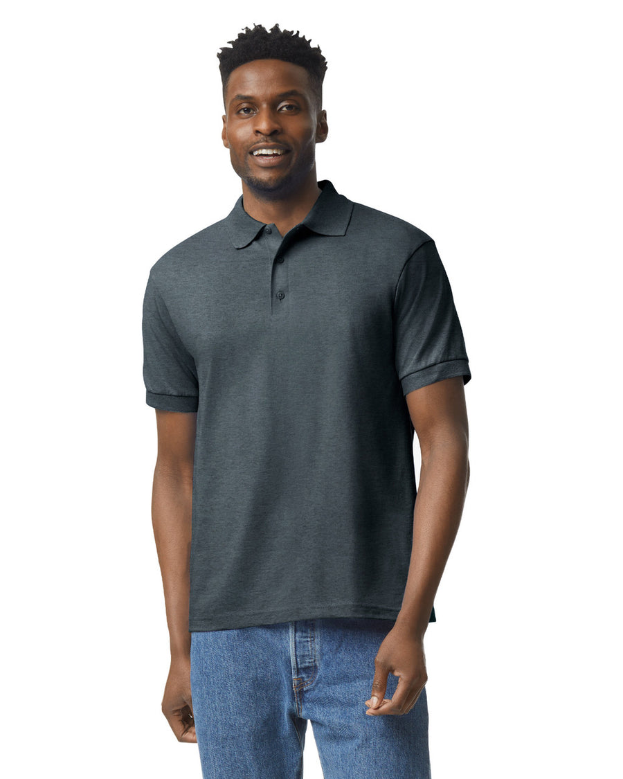 Gildan G880 DryBlend Jersey Knit Sport Shirt - Dark Heather - model front