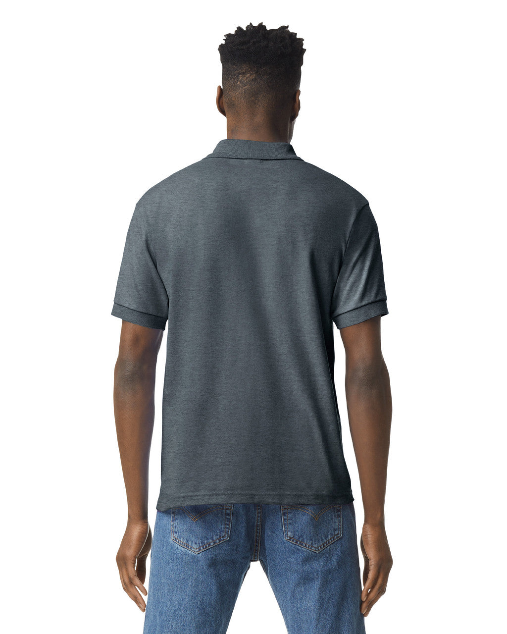 Gildan G880 DryBlend Jersey Knit Sport Shirt - Dark Heather - model back