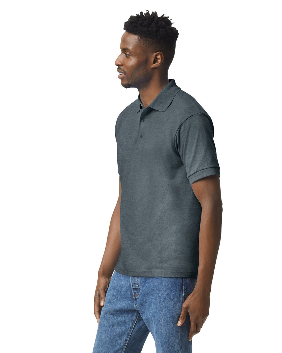 Gildan G880 DryBlend Jersey Knit Sport Shirt - Dark Heather - model side