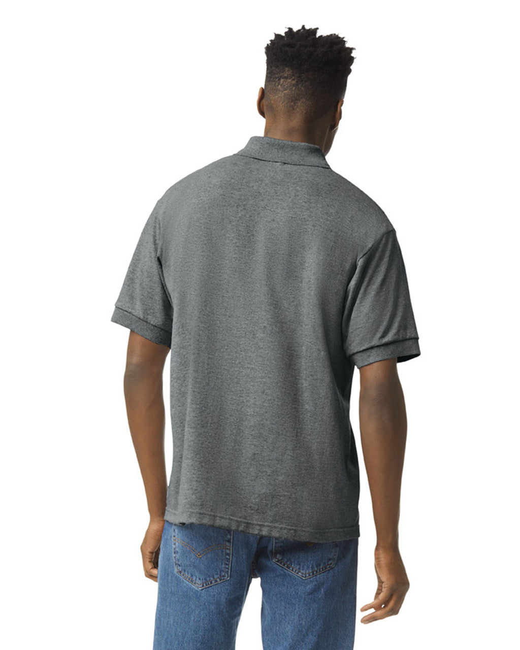 Gildan G880 DryBlend Jersey Knit Sport Shirt - Graphite Heather - model back
