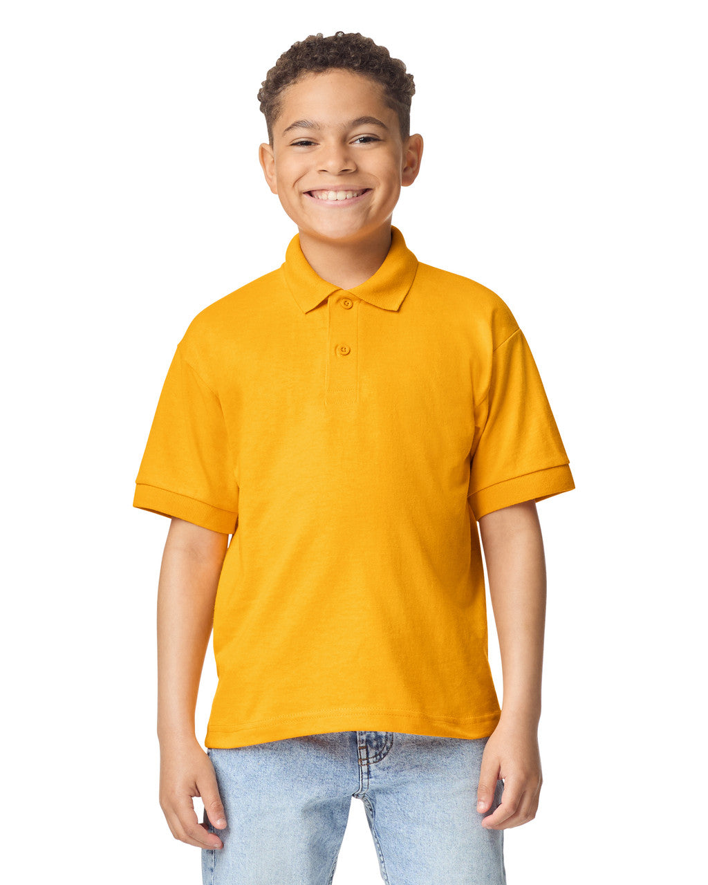 Gildan 8800B Youth DryBlend Jersey Polo - Gold - model front