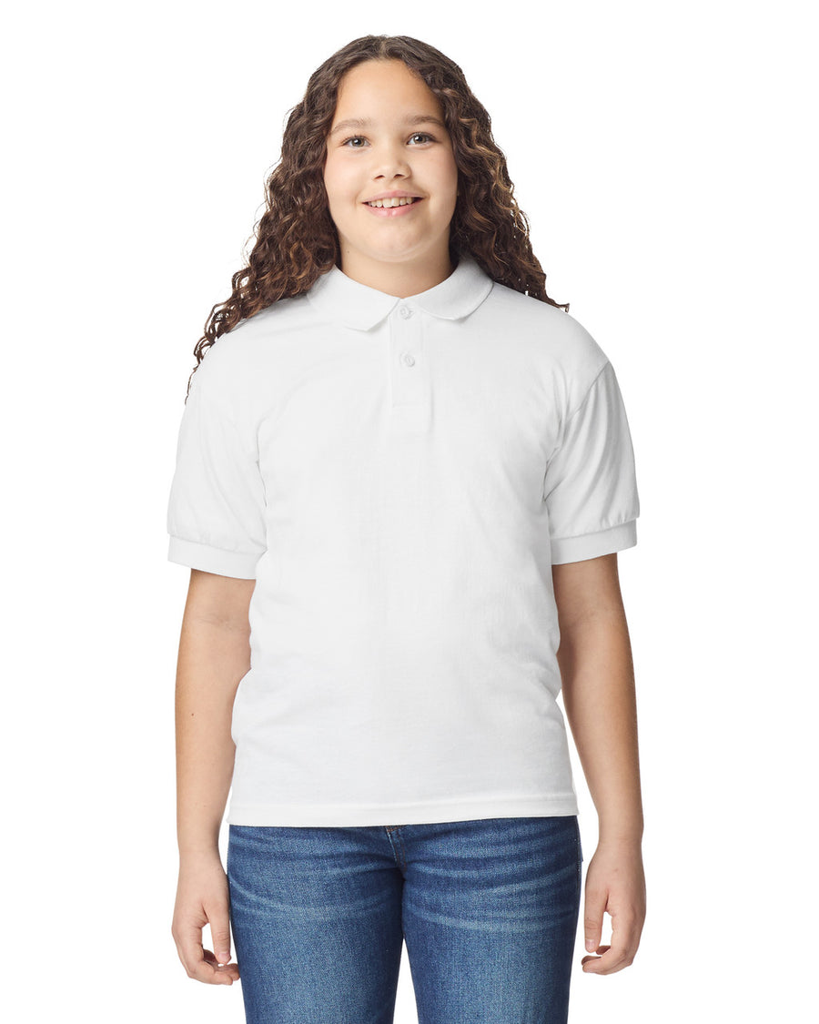 Gildan 8800B Youth DryBlend Jersey Polo - White - model front