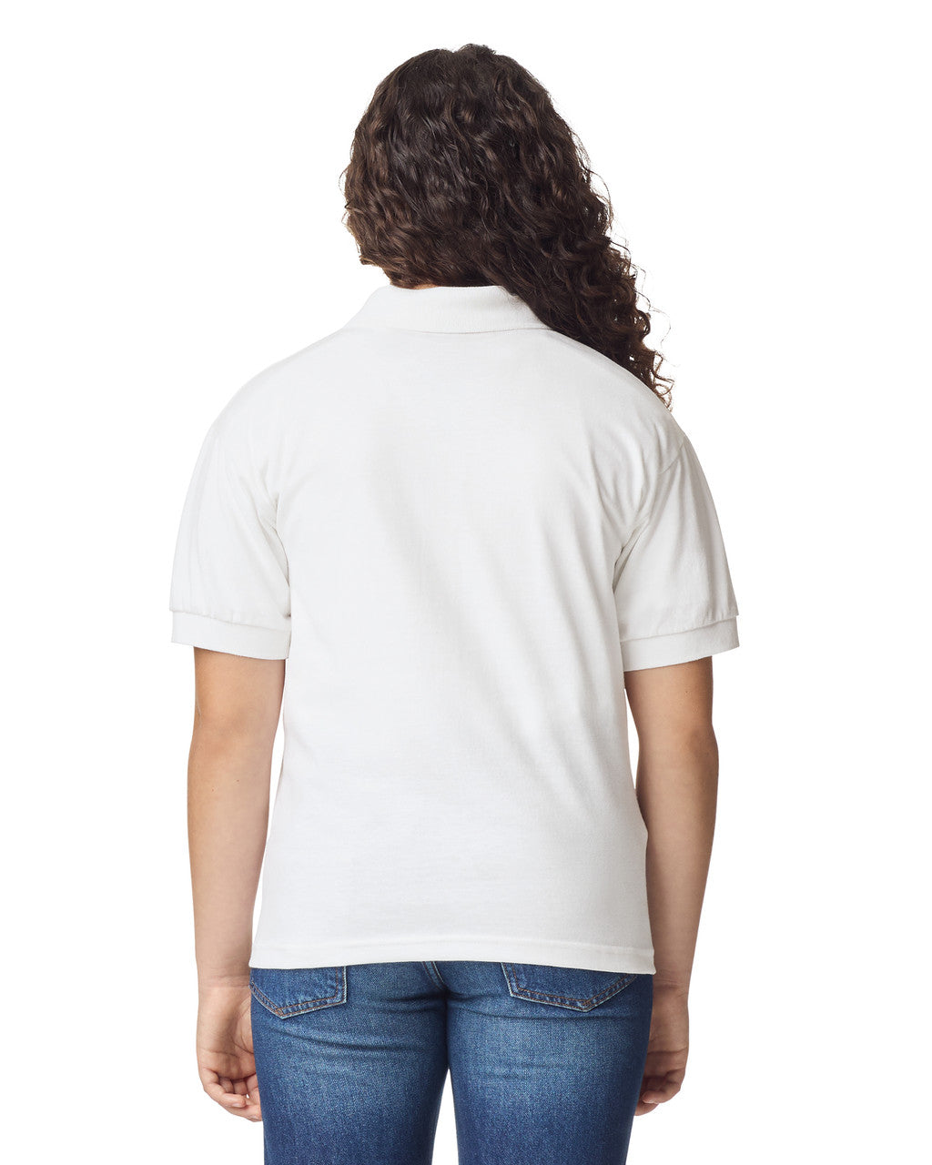 Gildan 8800B Youth DryBlend Jersey Polo - White - model back