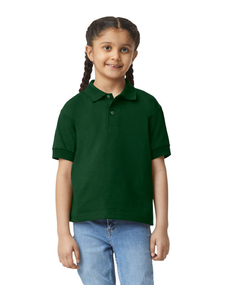 Gildan 8800B Youth DryBlend Jersey Polo - Forest Green - model front