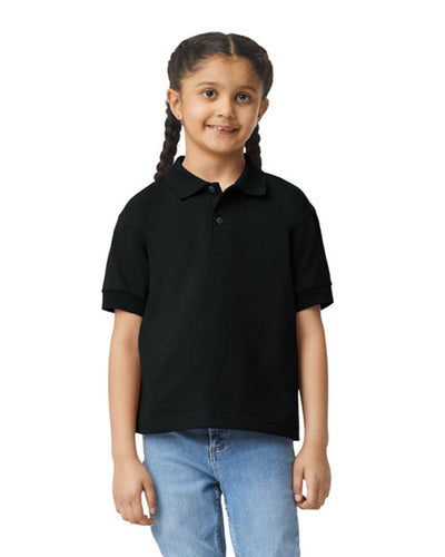 Gildan 8800B Youth DryBlend Jersey Polo - Black - model front
