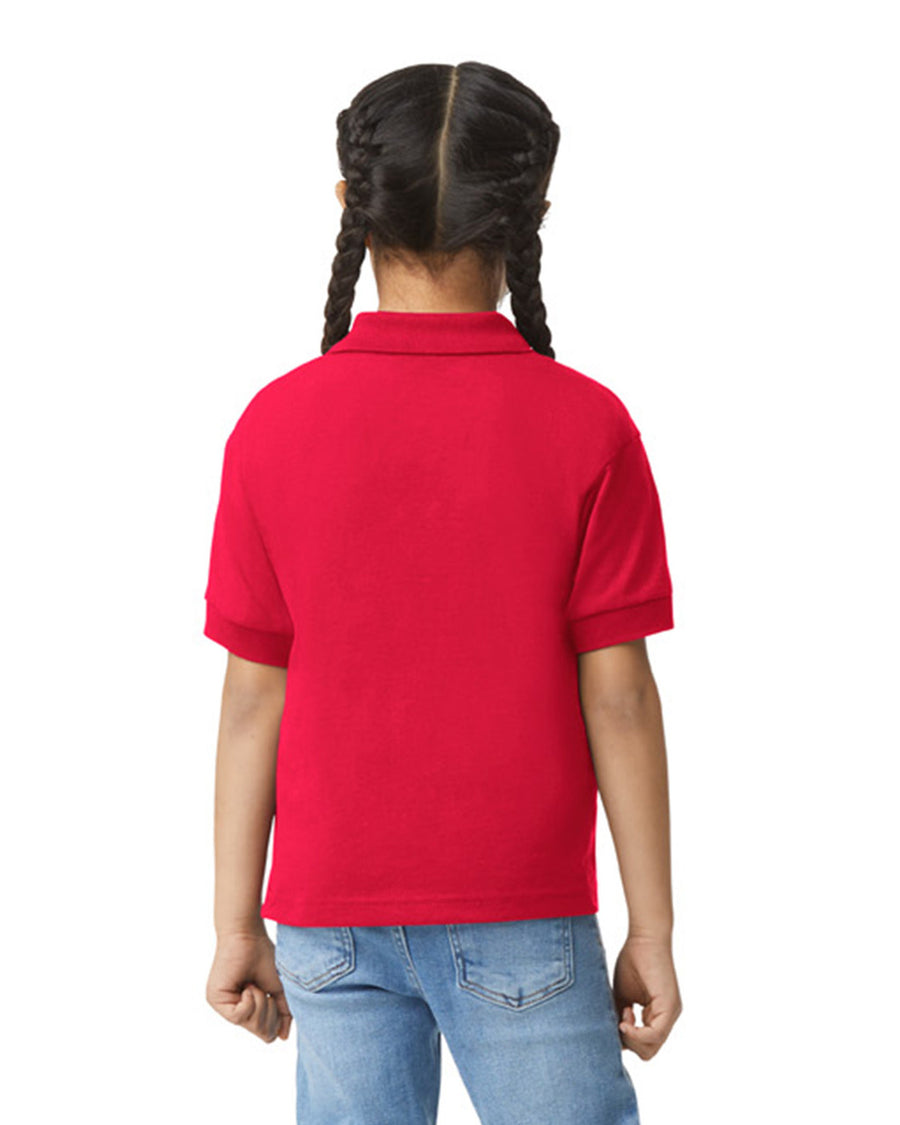 Gildan 8800B Youth DryBlend Jersey Polo - Red - model back