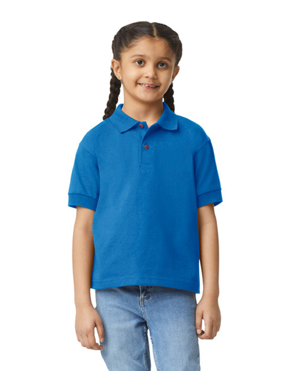 Gildan 8800B Youth DryBlend Jersey Polo - Royal - model front