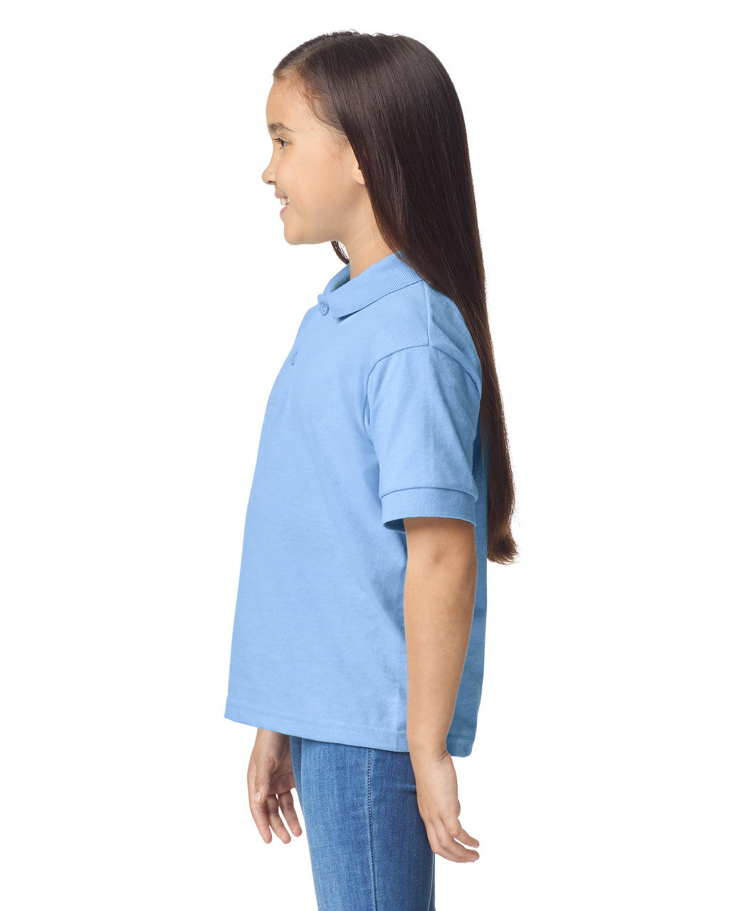 Gildan 8800B Youth DryBlend Jersey Polo - Light Blue - model side