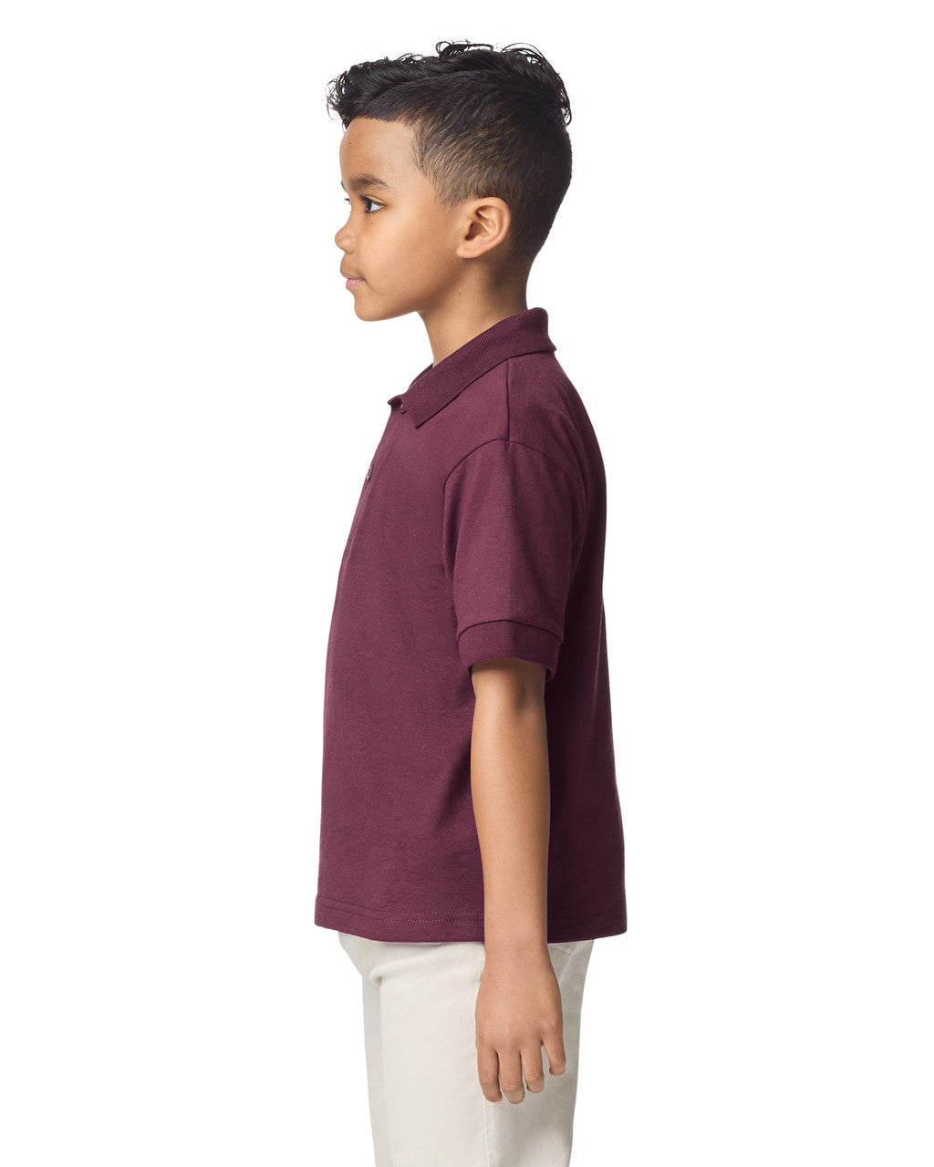 Gildan 8800B Youth DryBlend Jersey Polo - Maroon - model side