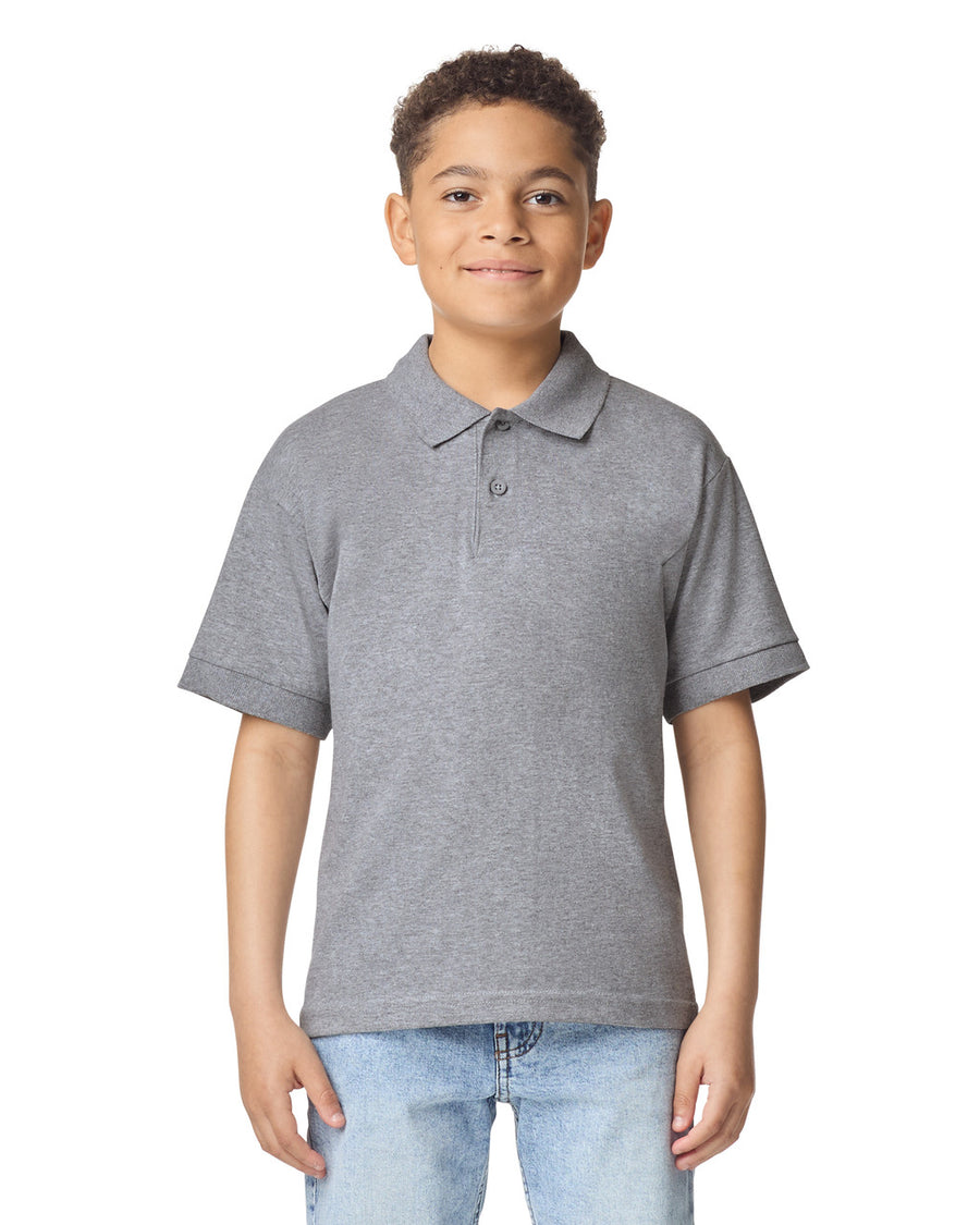Gildan 8800B Youth DryBlend Jersey Polo - Sport Grey - model front