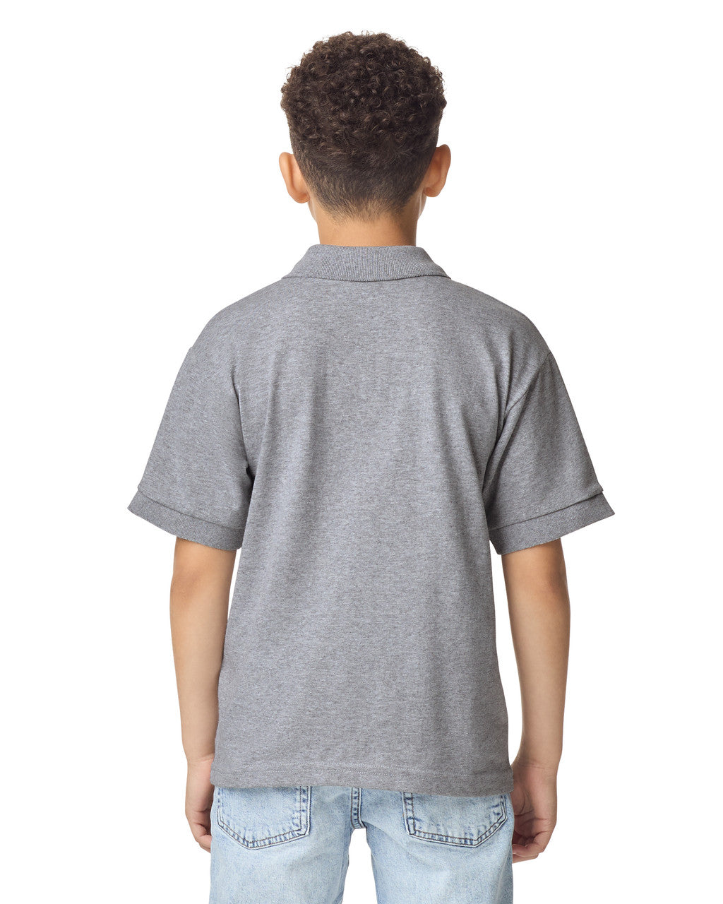 Gildan 8800B Youth DryBlend Jersey Polo - Sport Grey - model back