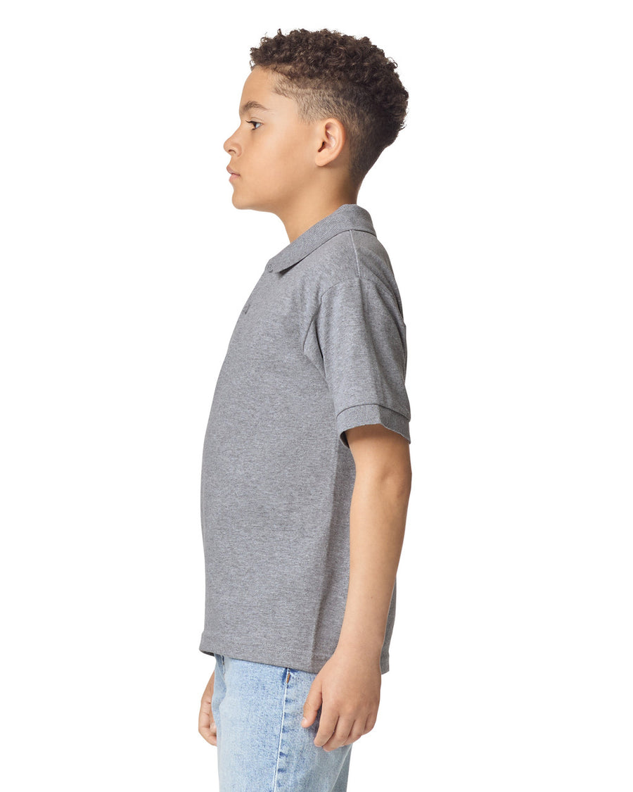 Gildan 8800B Youth DryBlend Jersey Polo - Sport Grey - model side