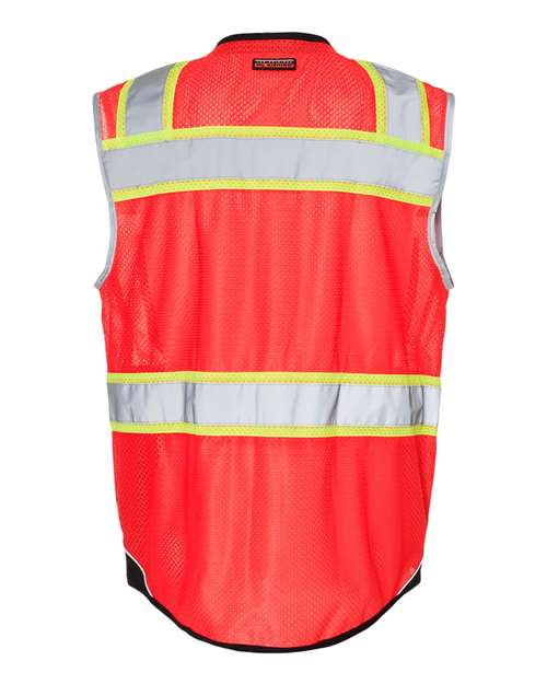 Kishigo 1515-1516 Unisex Premium Black Series Black Bottom Class 2 Vest - Fluorescent Red (1715) - back