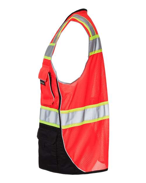 Kishigo 1515-1516 Unisex Premium Black Series Black Bottom Class 2 Vest - Fluorescent Red (1715) - side