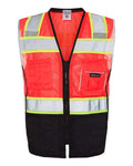 Kishigo 1515-1516 Unisex Premium Black Series Black Bottom Class 2 Vest - Fluorescent Red (1715) - front