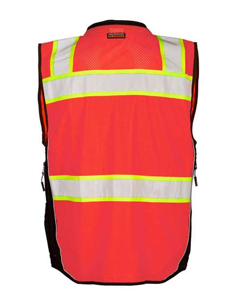 Kishigo S5002-5003 Unisex Premium Black Series Surveyors Vest - Fluorescent Red (S5702) - back