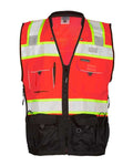 Kishigo S5002-5003 Unisex Premium Black Series Surveyors Vest - Fluorescent Red (S5702) - front