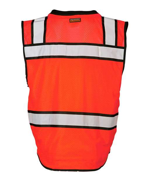 Kishigo S5004-5005 Unisex High-Performance Surveyors Vest - Fluorescent Red (S5704) - back