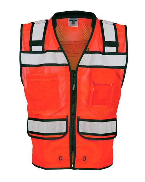 Kishigo S5004-5005 Unisex High-Performance Surveyors Vest - Fluorescent Red (S5704) - front