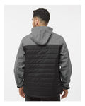 DRI DUCK 5324 Men's Pinnacle Soft Shell Puffer Jacket - Black Heather/ Black - model back