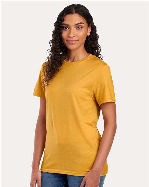 Jerzees 560MR Premium Blend Ring-Spun T-Shirt - Mustard Heather - model side