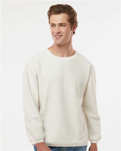 MV Sport 19179 Unisex Corded Crewneck Sweatshirt - Ivory - model front