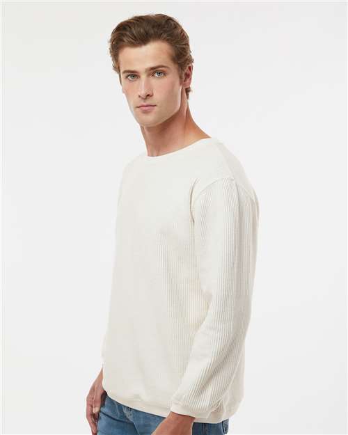 MV Sport 19179 Unisex Corded Crewneck Sweatshirt - Ivory - model side