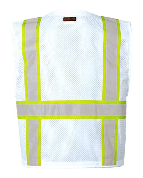 Kishigo B100-111 Unisex EV Series Enhanced Visibility Multi-Pocket Mesh Vest - White - B105 - back