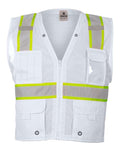 Kishigo B100-111 Unisex EV Series Enhanced Visibility Multi-Pocket Mesh Vest - White - B105 - front