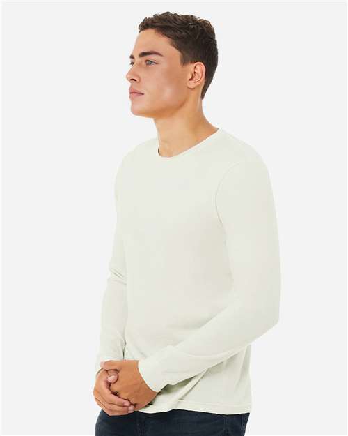 Bella+Canvas 3501 Unisex Jersey Long Sleeve Tee - Citron - model side